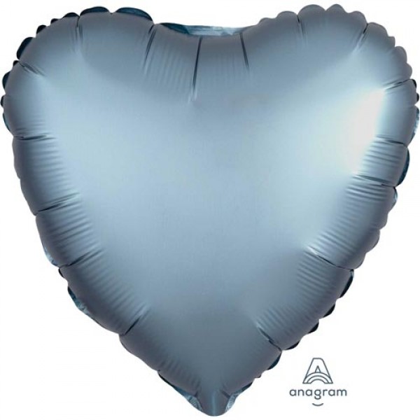 Heart Shape Balloons - Anagram 17 inch Satin Luxe Steel Blue Heart Foil Balloon